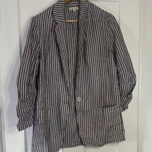 Max Studio Navy and White Striped Blazer